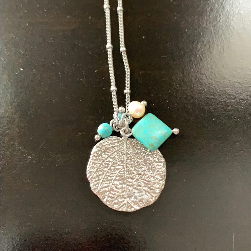 Lia Sophia Turquoise Leaf Pendant Necklace